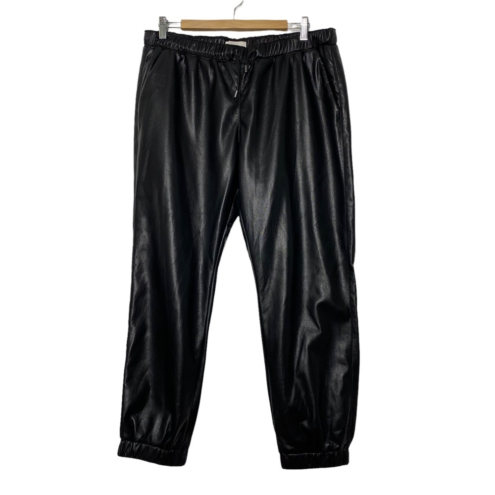 Joie Black Faux Leather Jogger Pants Size XL